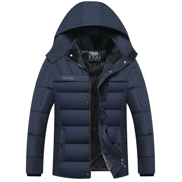 

new winter jacket men plus velvet thick windproof warm hooded detachable middle-aged jacket male, Black