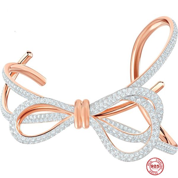 

2020 new fashion charm pure 925 silver original copy, romantic fresh bow open bracelet female jewelry gifts, Black
