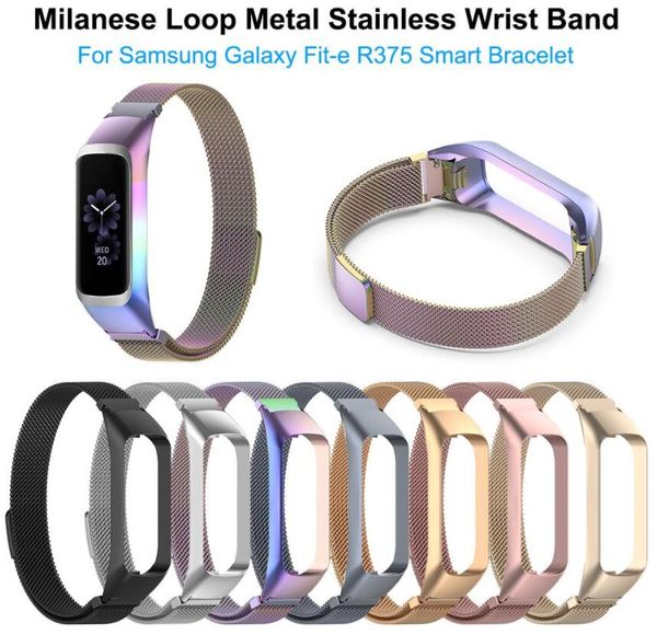 Laço Magnético Milanês Banda de Metal Aço Inoxidável Faixa de Pulso de Pulseira para Samsung Galaxy Fit-e R375 Pulseira inteligente Pulseira