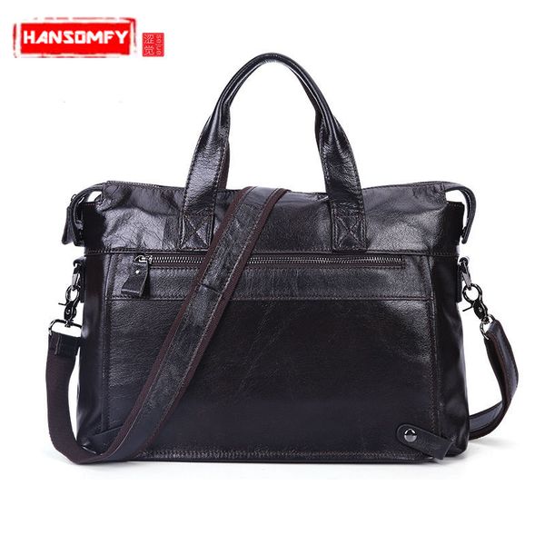 

business men briefcase genuine leather men 's shoulder bag leisure casual messenger briefcase male handbags men' s black bags