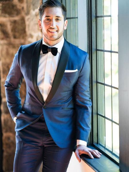 

anniebritney navy 2 slim fit мђжин оииално ком tailor made жениа вадебне tuxedo 2 пѬом, White;black