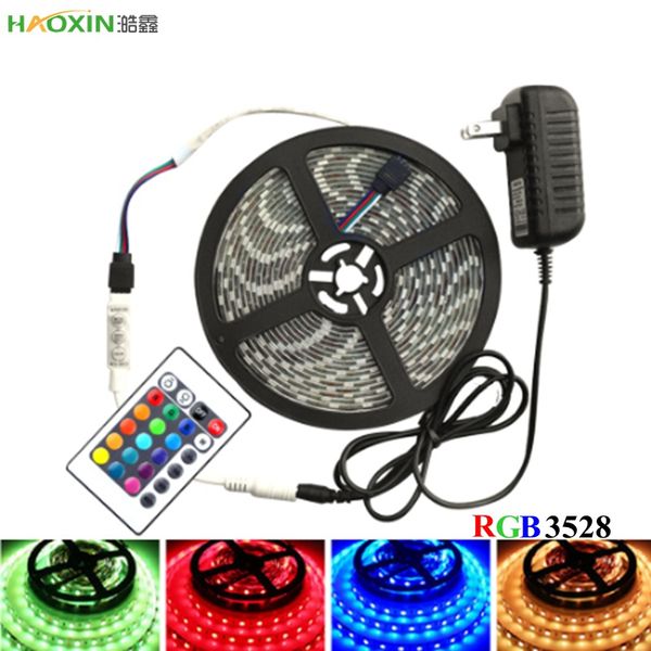 

haoxin rgb led strip light smd 3528 5m waterproof rgb tape dc12v ribbon diode led strips light flexible stripe lamp ir wifi controller