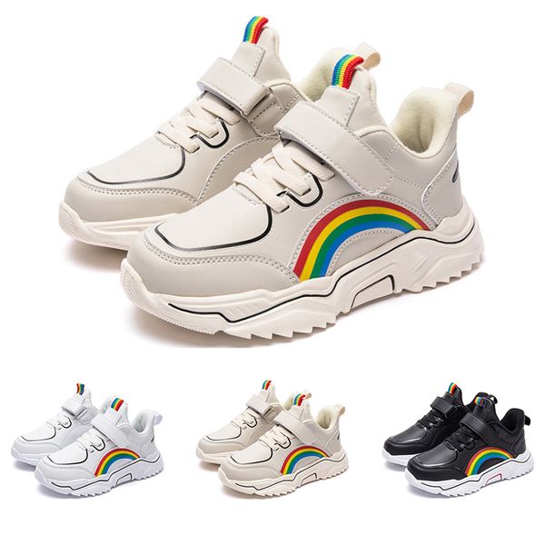 

2020 whole sale drop shipping running shoes for child black white beige sports sneakers size 27-35 four