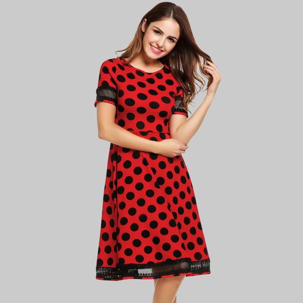 

women vintage dresses summer elegant party dress dot black mesh polka short sleeve o neck 1950s plus swing pinup retro dresses, Black;gray