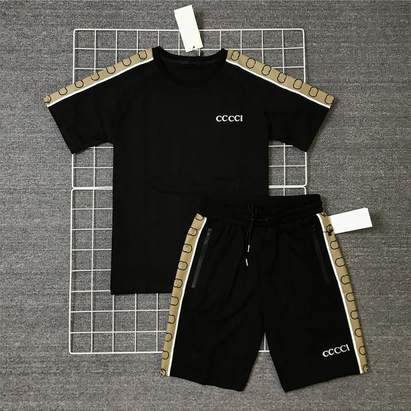 

designer short tracksuits summer mens casual luxury tracksuit brand embroidery letters contract color t-shirt with summer beach shorts l-5xl, Gray