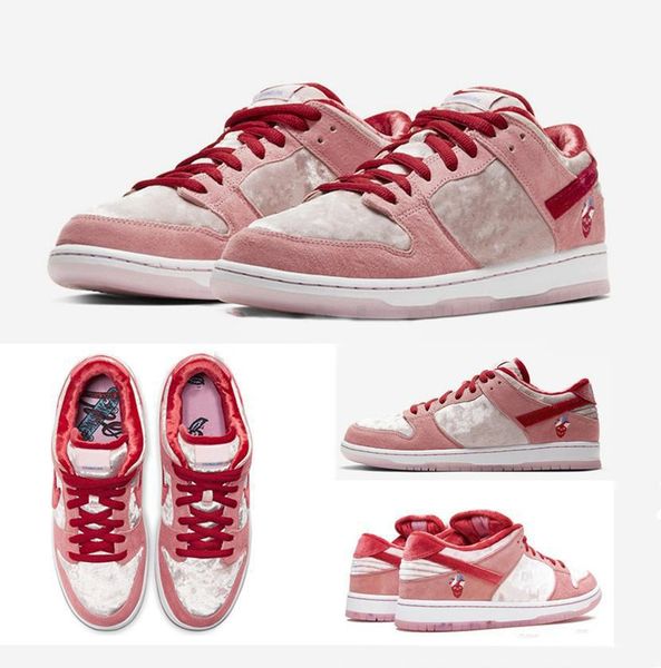 

2020 new designer strangelove x sb dunk low valentine's day pink safari running shoes chaussures women mens designer sport trainers sne, White;red