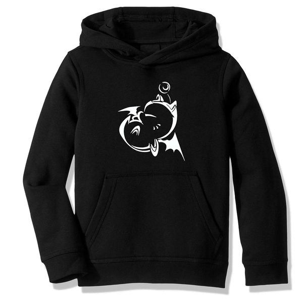 

fleece hooded sweatshirt hoodies final fantasy moogle casual clothing, Black
