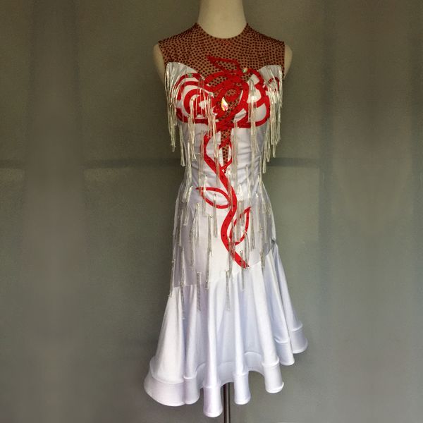 

custom latin dance performance suit latin dance competition suit performance costume, Black;red