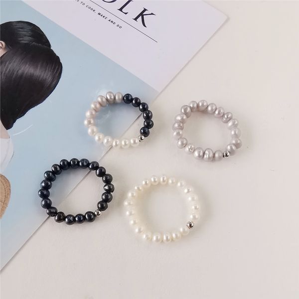 

daimi 3-4mm natural freshwater pearl ring silver 925 jewelry pearl rings for women, Golden;silver