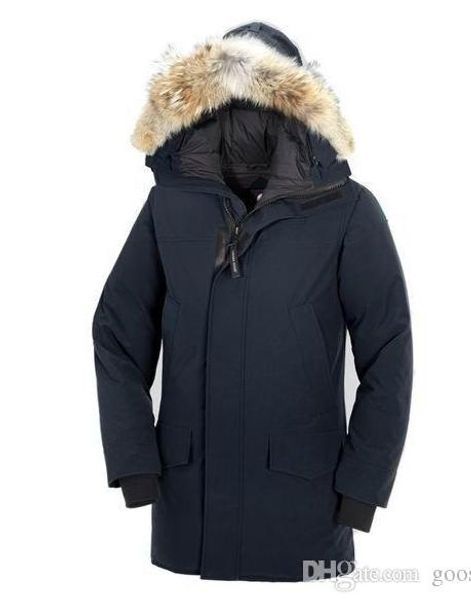 

2019 winter fourrure down parka homme jassen chaquetas outerwear big fur hooded fourrure manteau canada down jacket coat hiver doudoune, Black