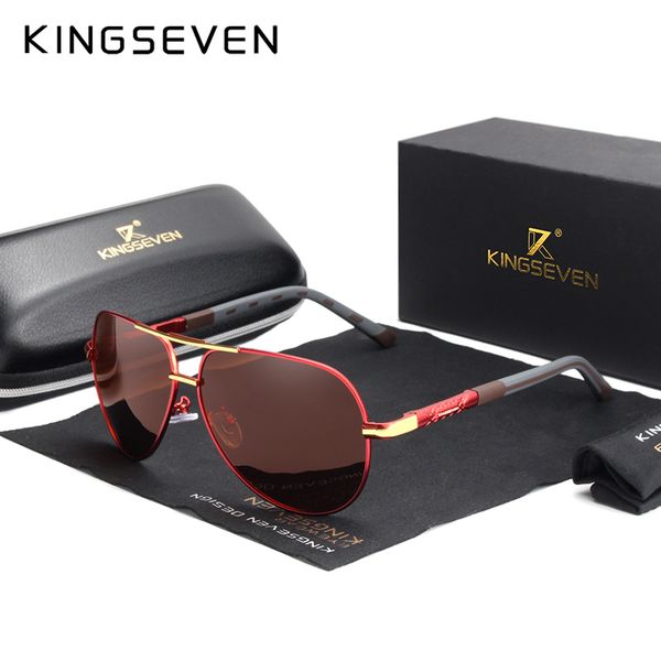 

kingseven 2019 aluminum magnesium men's sunglasses polarized men coating mirror glasses oculos male eyewear with box, White;black