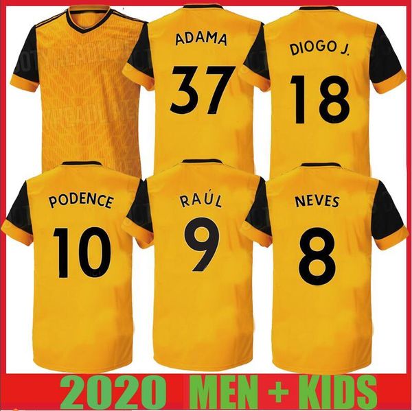 

20 21 new raul neves soccer jerseys podence adama kids 2020 wolverhampton wanderers football shirts doherty diogo j maillots de foot, Black;yellow