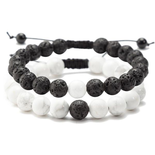 

new lava natural stone rope charms bracelets prayer lucky beaded bracelet handmade diffuser jewelry for lover friends ing, Black
