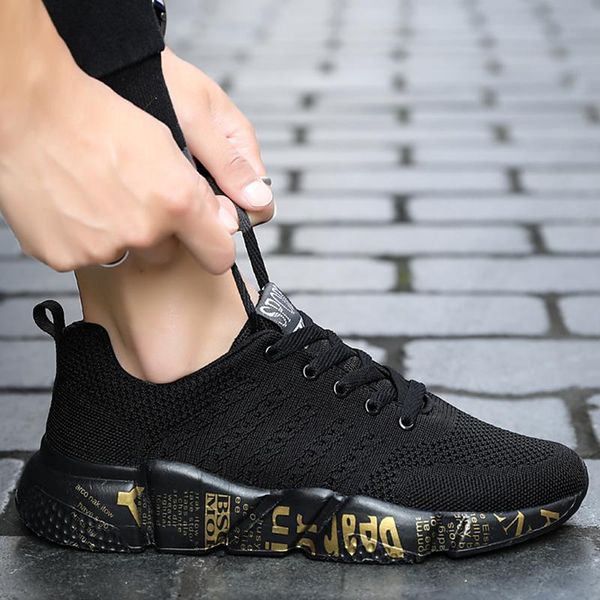 

men casual shoes light sneakers 2019 new men breathable mesh comfortable casual shoes zapatillas hombre shoes, Black