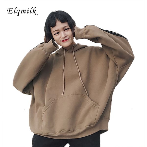 

women hoodies sweatshirts 2020 winter pullover thick loose female student tracksuits harajuku splice retro bf style hip, Black