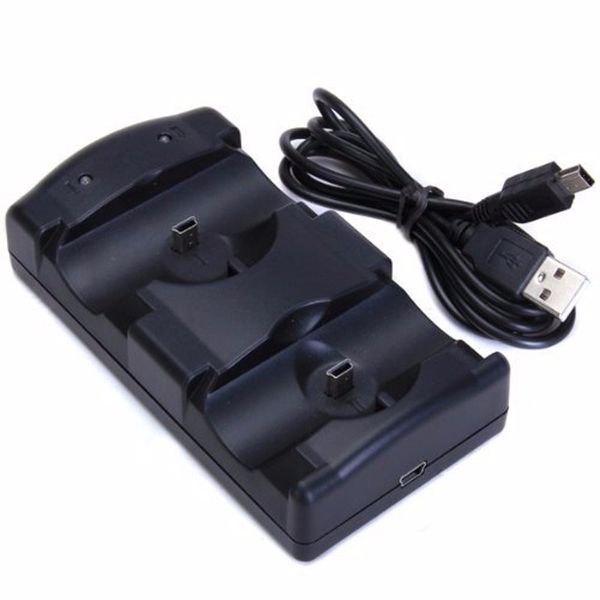 Gamepad 2 em 1 Dual USB Charging Dock Charger Game Station Gaming Stand Holder Mount para PS3 Move Wireless Controller DHL FEDEX UPS FRETE GRÁTIS