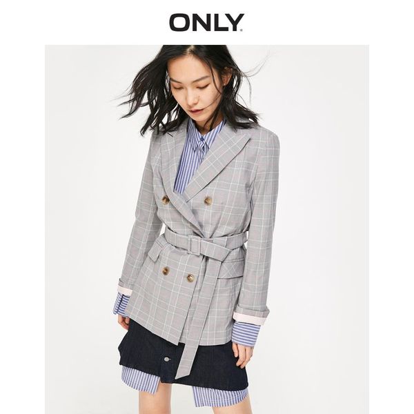 

only 2019 spring summer new women's vintage leisure checked blazer |119108531, White;black