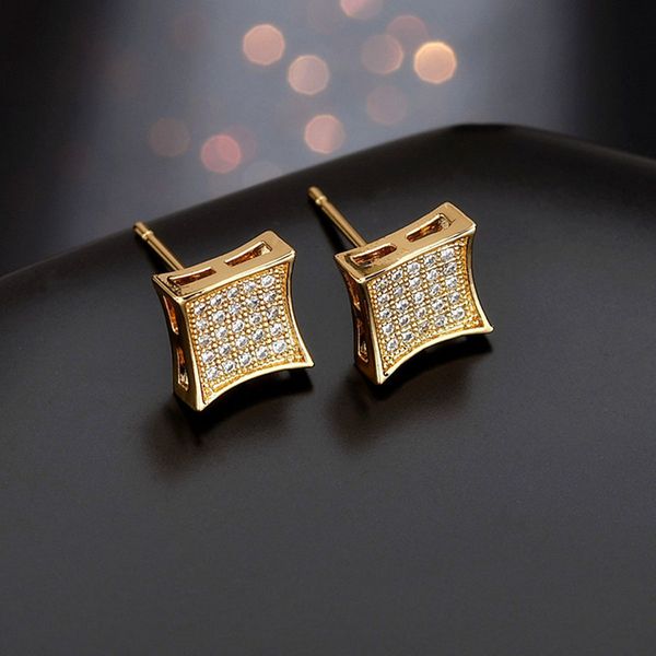 

new fashion micro paved with tiny cz stone stud earrings for women anti allergy bijoux jewelery for christmas gift, Golden;silver