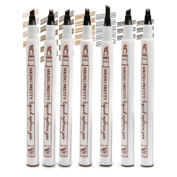 

four heads eyebrow pencil microblading tattoo eyebrow ink fork tip pen eye brow 3d makeup pencil 7 colors