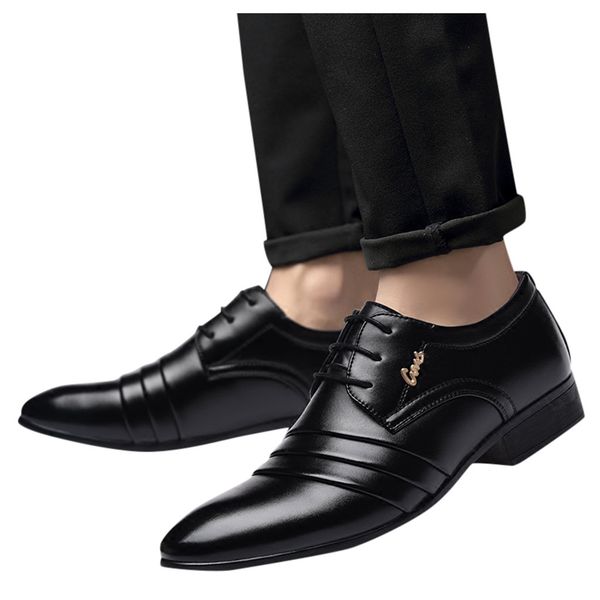 

winter business shoes genuine leather mens comfortable wedding shoe business shoes men oxford leather, Black