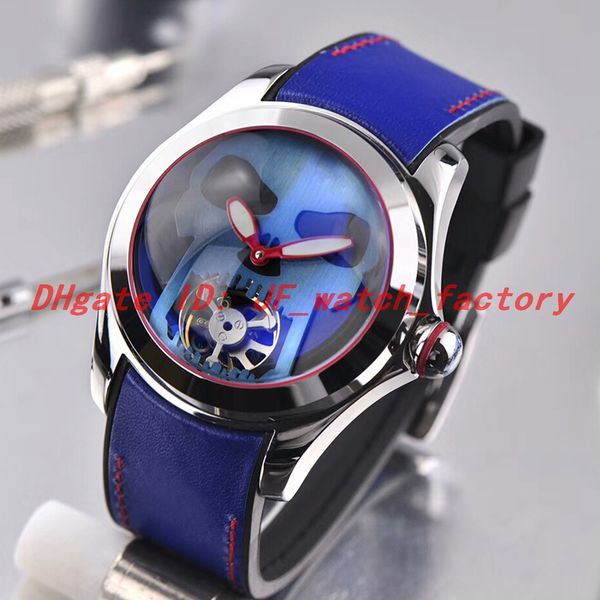 

halloween tourbillon skull dial bubble automatic watches mechanical steel case rubber band relojes de lujo para hombre, Slivery;brown