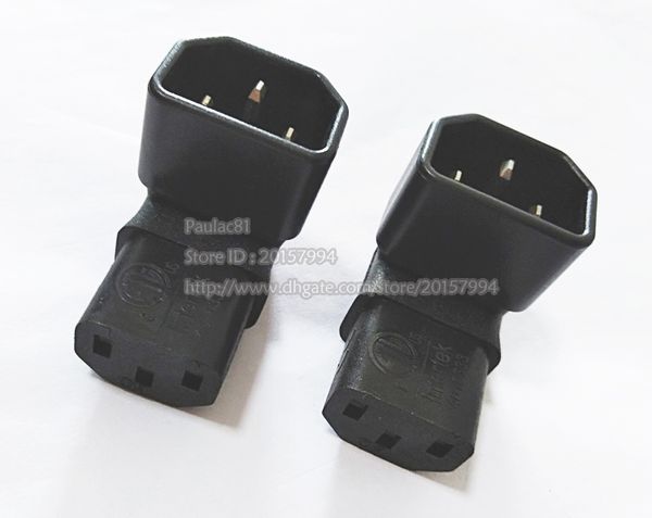 Adapter, 90 Grad nach unten abgewinkelter IEC320-C14-3-Pin-Stecker auf C13-Buchse, 10 Stück