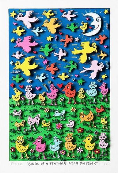 

james rizzi - birds of a feather flock together home decor handpainted oil paintings on canvas wall art pictures 191223