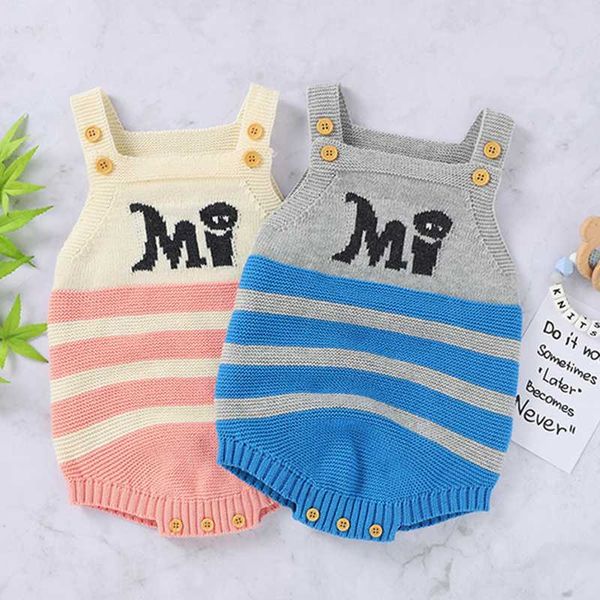 

baby boys girls stripe brace knitted braces rompers autumn infant baby romper newborn boy girl clothes vest rompers, Blue