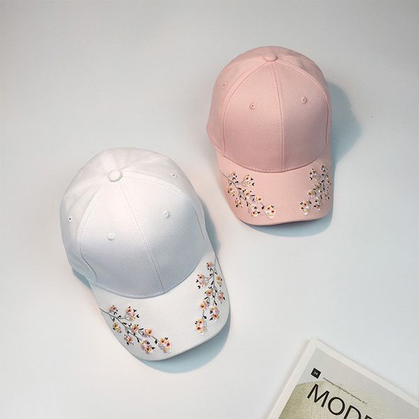 

women embroidery flower cotton baseball cap snapback caps hip hop hats black white pink flat hat chapeau femme ete #3, Blue;gray