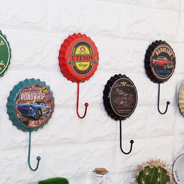 

creative beer cover hook vintage wrought iron wall hanger buckle home kitchen wall door decoration accessories new