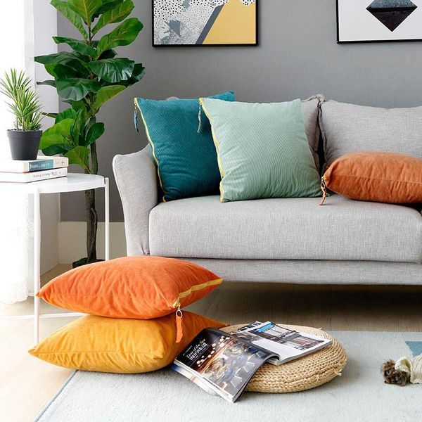 

stripe sesame down cushion cover colorful solid color super-soft simple throw pillow case living room car home decoration 45x45