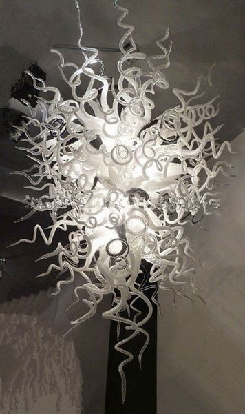 

pure handmade blown glass chandelier with white and clear colored art glass large chandelier for l lobby decor