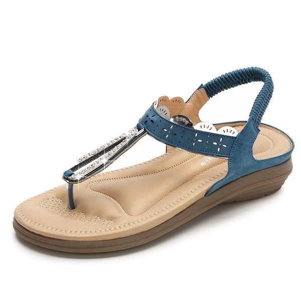 

womens summer beach flat diamond flip flop buckle sandals made in china, Black