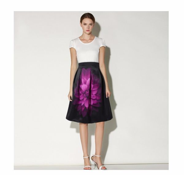 

apparel women's clothing skirts explosive money printing skinny skirt pleated puff skirt a word skirt flower zipper middle-skirt china, Black