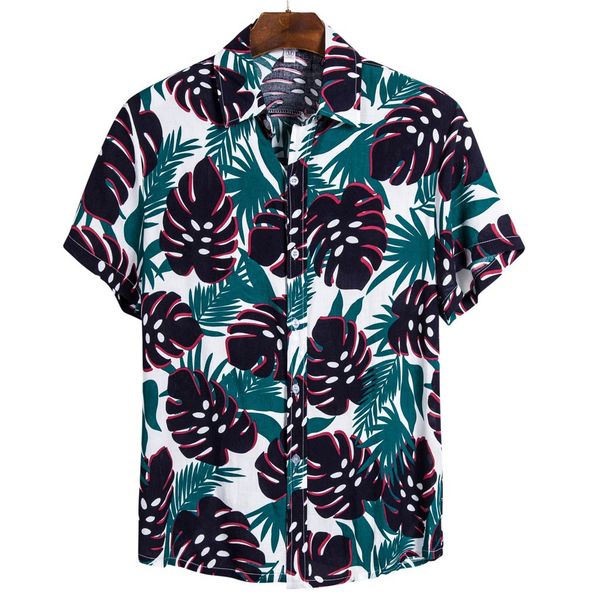 

holiday slim fit party shirts mens ethnic short sleeve casual printing hawaiian shirt blouse clothing camisas vacation #281224, White;black