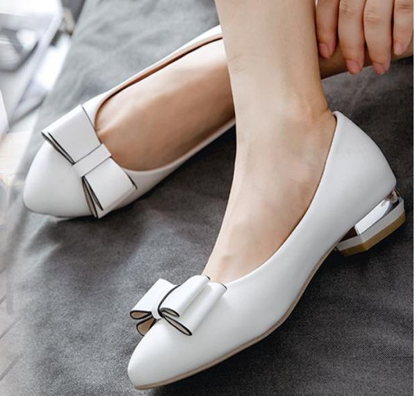 

2019 bowknot women's shoes in spring and autumn with new style low heel pointed end @66100, Black