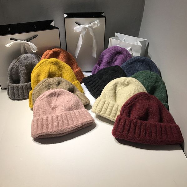 

wild couple hats solid color mohair wool hats men and women autumn and winter casual korean knit hat students wholesale ns1683