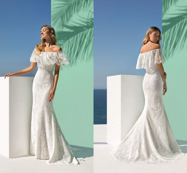 Pretty Mermaid Lace Wedding Dresses 2020 Off The Shoulder Lace
