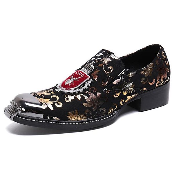 

men's loafers shoes slip-ons non-slippingl full grain leatherluxury fashion british men's shoes glitter print flats men shadow pat, Black