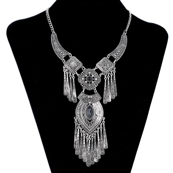 

2017 fashion gypsy collares choker bohemian necklace collier femme jewelry vintage statement necklaces women maxi necklace women, Silver