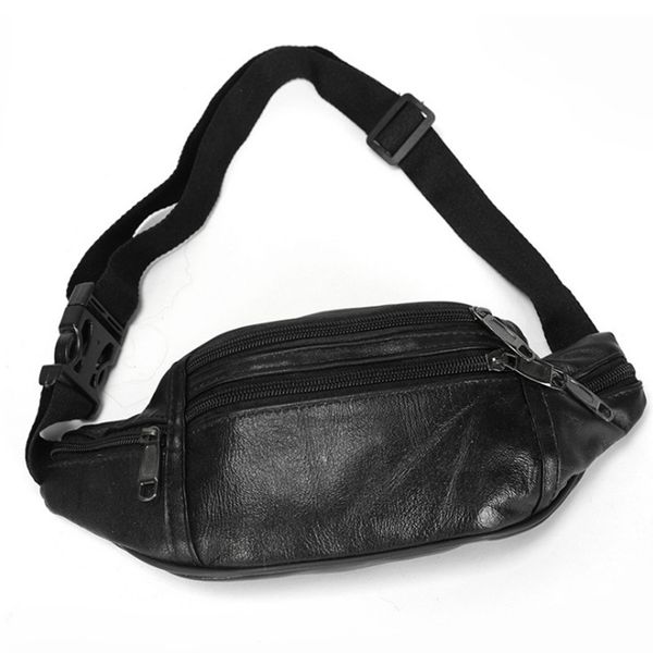 

men women multi-pocket waist packs adjustable belt fanny pack shopping waist phone pu black zipper casual packs travel bag