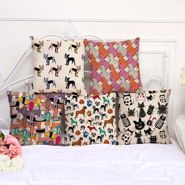 

мультфильм собака наволочки bohemian кровать животное pillowcover хлопок белье этнический автомобиль подушки обложка диван спальня throw под