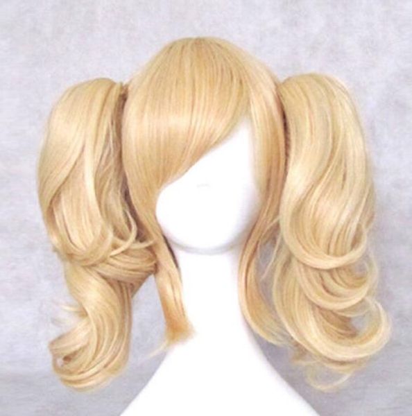 

anya alstreim anime cosplay wig synthetic blonde mix culy chip ponytail hair, Black;brown