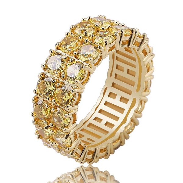 

glarings 2 row gold cubic zirconia rings jewelry 2019 fashion luxury grade quality 18k gold plated copper circle finger cluster ring lr031, Golden;silver