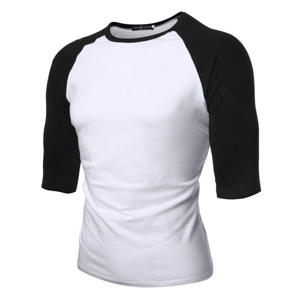 

panelled mens designer tshirts fashion slim pullover crew neck short sleeve mens tees casual males clothing, White;black
