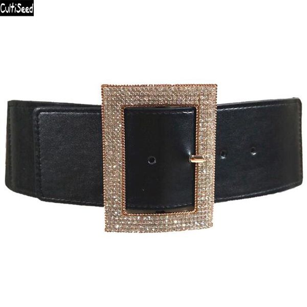 

cultiseed women bright drill decorative wide waist belt female fashion elastic belt ladies aistband waist cummerbunds, Black;brown