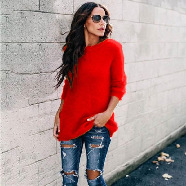 

long sleeve autumn winter warm street stylish pullover shopping home polyester crew neck women knitted sweater dating casual, White;black