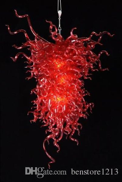 

l lobby chandelier 100% mouth blown borosilicate red glass light pendant style hand blown glass crystal big chandelier lighting