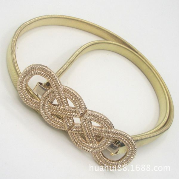 

1eym5 double eight eight-character embossed buckle elastic bel character embossed buckle women's spring elastic belt women's cloth, Black;brown