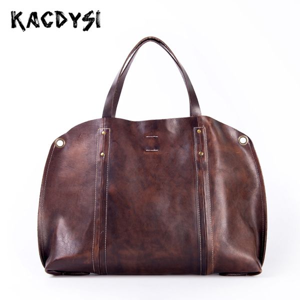 

natural cow leather men handbag original vintage tote purse man fashion quality handle bags single shoulder bag